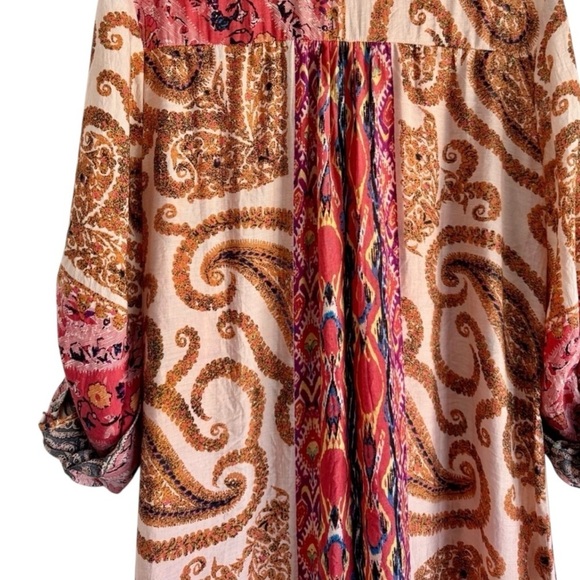 Soft Surroundings Long Flowy Blouse Boho Tunic Beach Coverup Casual Summer Top M - Picture 9 of 12